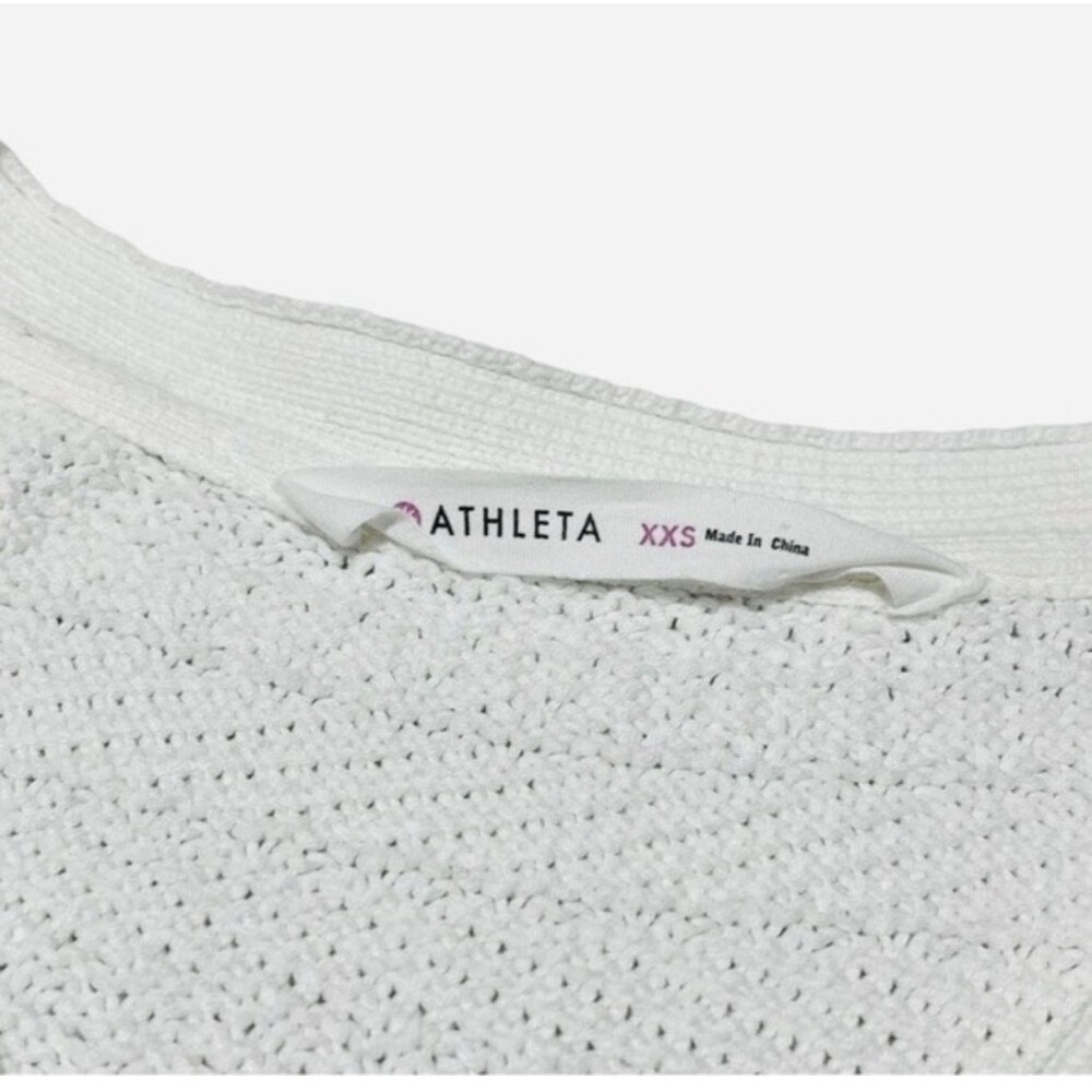 Athleta XXS White Textured Knit V-Neck Sweater Pullover Long Sleeve Casual - Picture 11 of 12
